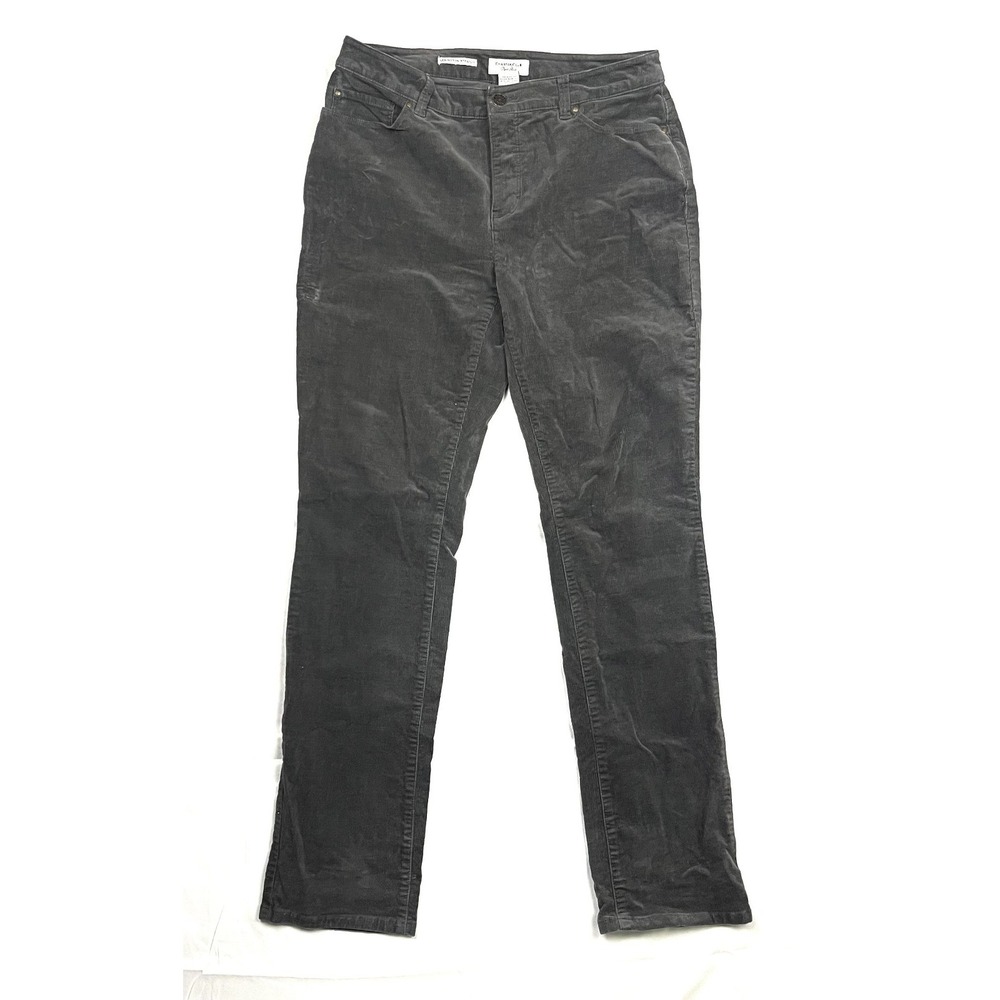 Charter Club Lexington Straight Womens 6 Gray Corduroy Stretch Pants Mid Rise